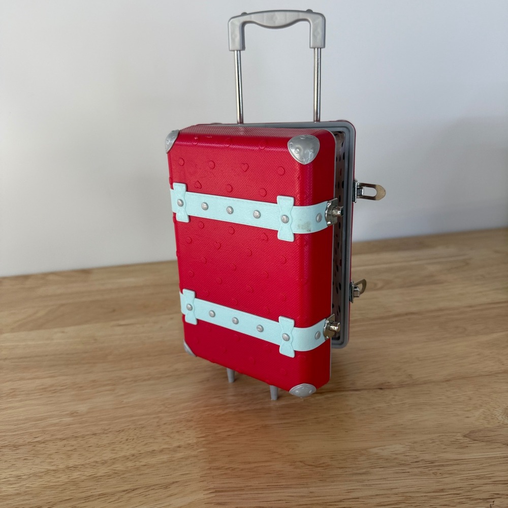 American Girl Grace Thomas Rolling Suitcase 18" Doll Red Heart Travel Trunk